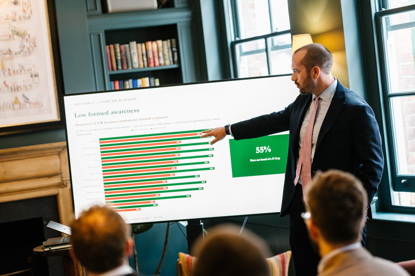 George Buchan presenting research findings